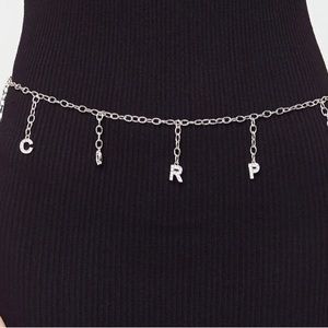 Zodiac Scorpio chain hip belt silver tone
